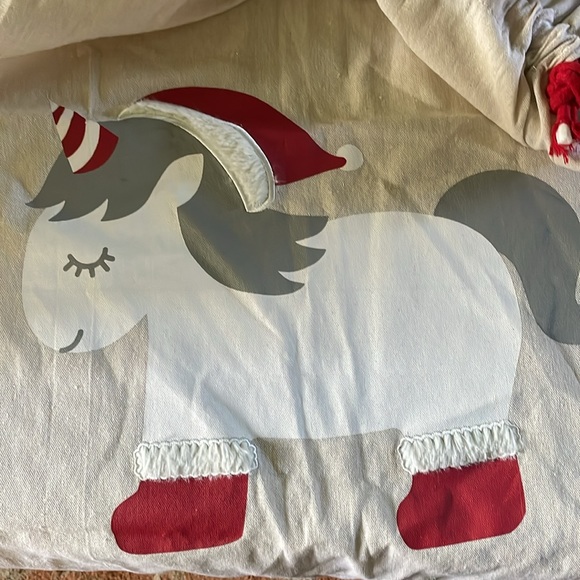 [ XL Canvas Santa Claus Unicorn Drawstring Christmas Gift Bag ] - Picture 2 of 6